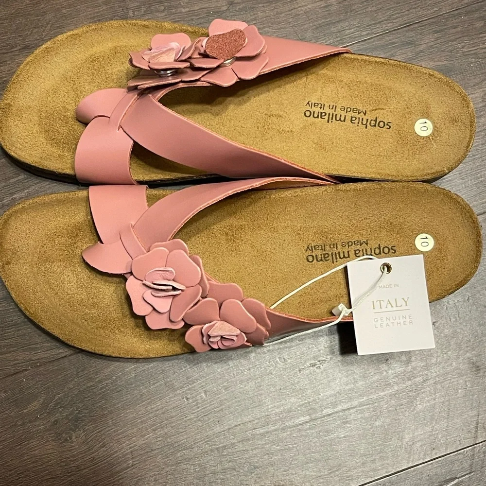 Pink leather sandals - Picture 4 of 5
